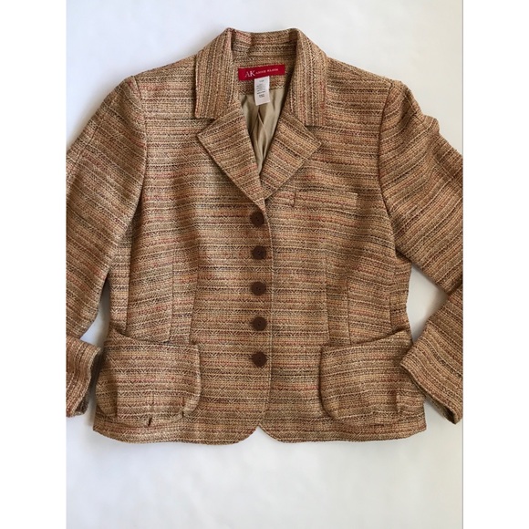 Anne Klein Women’s Petite Gold Multicolored Tweed Button Down Blazer Size 14P - Picture 8 of 8